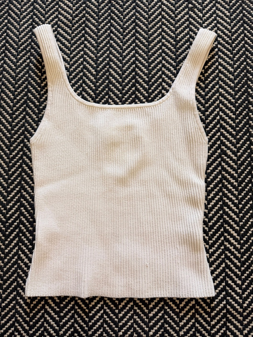 Babaton White Ribbed Square-Neck Tank